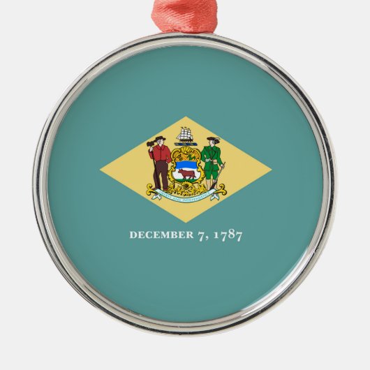 Delaware State Flag Design Decor Metalen Ornament (Voorkant)