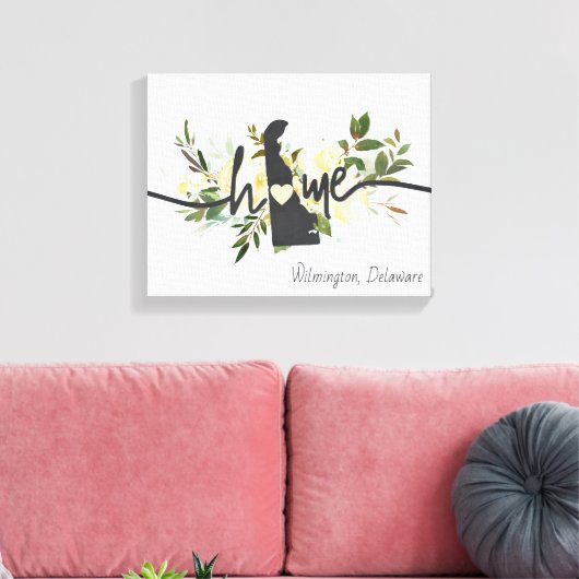 Delaware State gepersonaliseerd uw huis stad rusti Canvas Afdruk (Insitu (Woonkamer))