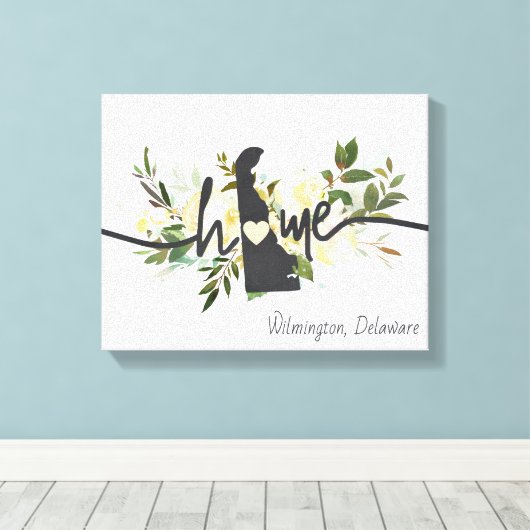 Delaware State gepersonaliseerd uw huis stad rusti Canvas Afdruk (Insitu (Houten vloer))