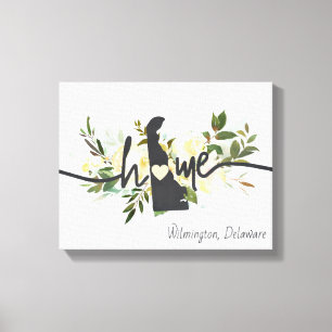 Delaware State gepersonaliseerd uw huis stad rusti Canvas Afdruk