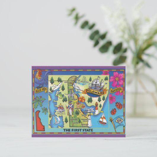 Delaware State Map Briefkaart (Staand voorkant)