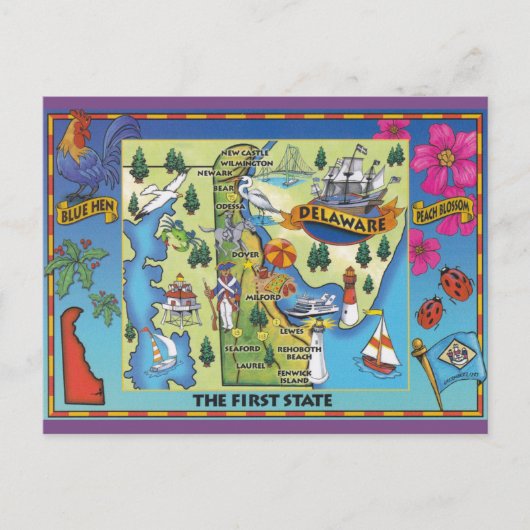 Delaware State Map Briefkaart (Voorkant)