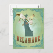 Delaware State Map - Groen Briefkaart (Voorkant / Achterkant)