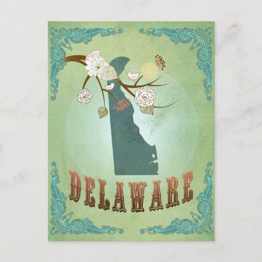 Delaware State Map - Groen Briefkaart (Voorkant)