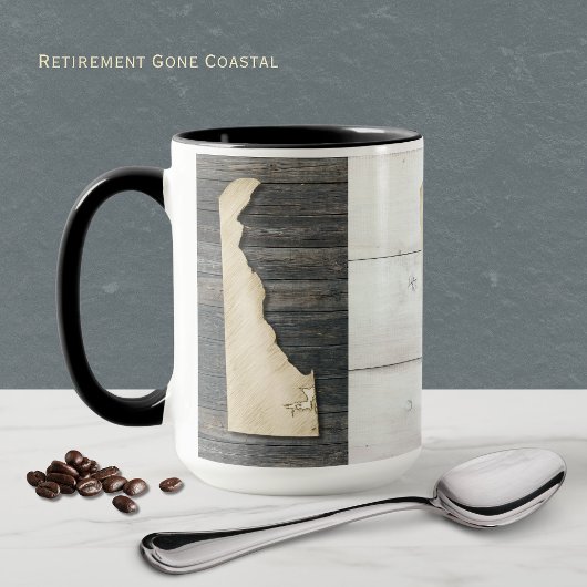Delaware State Outline Rustic Wood Mug Mok
