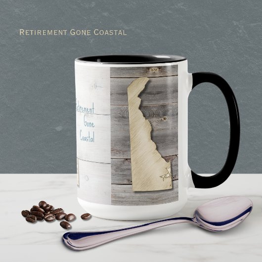 Delaware State Outline Rustic Wood Mug Mok