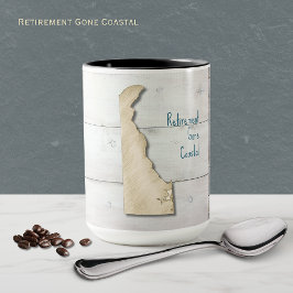 Delaware State Outline Rustic Wood Mug Mok
