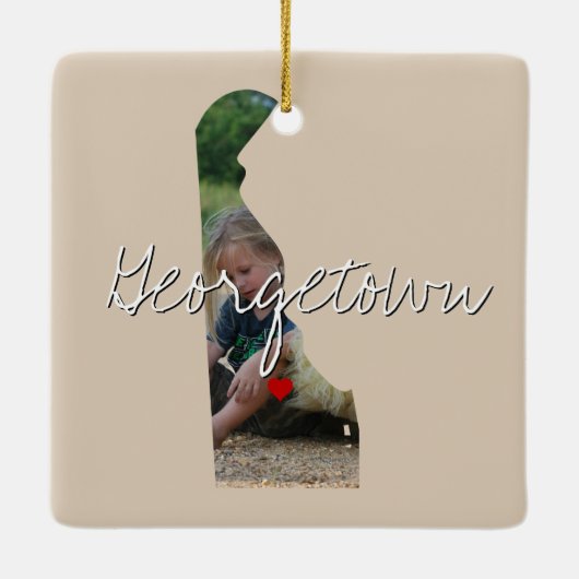 Delaware State Photo insert and town name Keramisch Ornament (Achterkant)