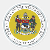 Delaware State Seal Ronde Sticker (Voorkant)