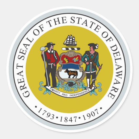 Delaware State Seal Ronde Sticker (Voorkant)