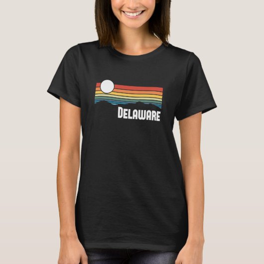 Delaware Sunset 80s Retro Summer State VS T-shirt (Voorkant)