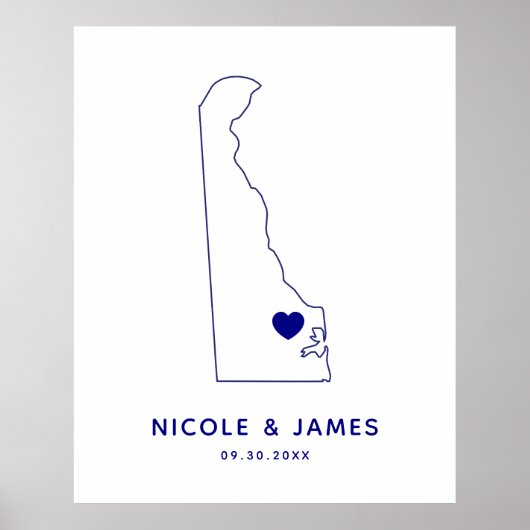 Delaware teken, bruiloft of receptie Welkom Poster (Voorkant)