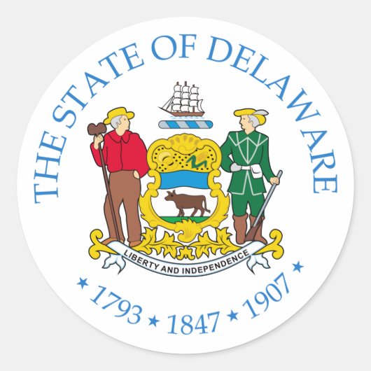 Delaware-teken Ronde Sticker (Voorkant)