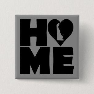 Delaware Thuis Hart Staat Knop Speld Vierkante Button 5,1 Cm