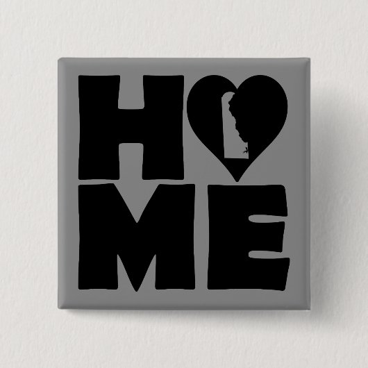 Delaware Thuis Hart Staat Knop Speld Vierkante Button 5,1 Cm (Voorkant)
