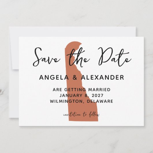 Delaware Trouw Terracotta Save The Date (Voorkant)