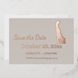 Delaware Trouwdag Save The Date Roze Goud   Folie Uitnodiging