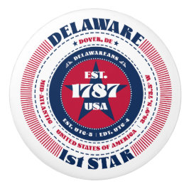 Delaware US State Rood Wit Blauw Typografie Keramische Knop
