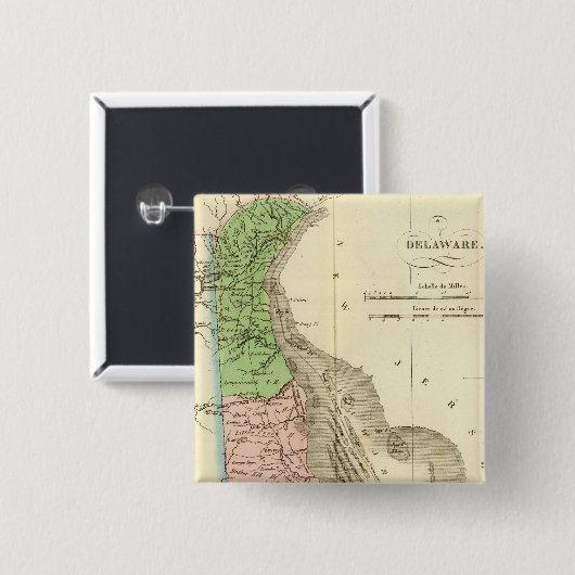 Delaware US Vierkante Button 5,1 Cm (Voorkant /achterkant)