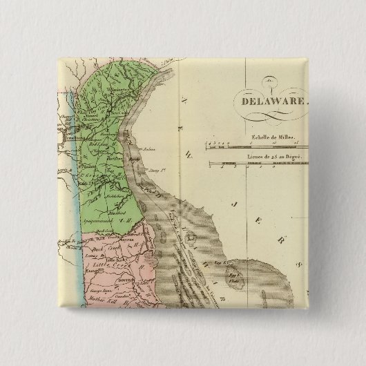 Delaware US Vierkante Button 5,1 Cm (Voorkant)