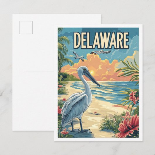 Delaware USA Illustratie Reizen Briefkaart (Voorkant / Achterkant)