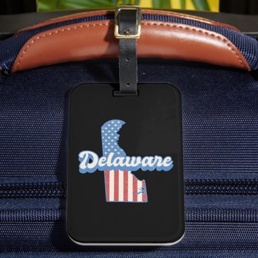 Delaware USA Kaart Amerikaanse vlag Bagagelabel (Voorkant Insitu 2)