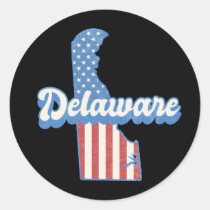 Delaware USA Kaart Amerikaanse vlag Ronde Sticker