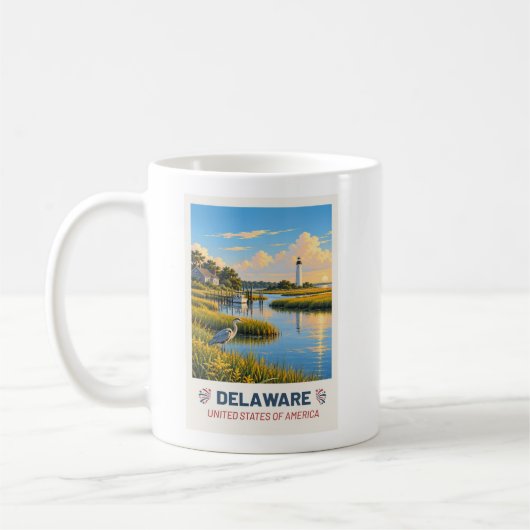 Delaware USA – Oude Reisposter Koffiemok (Links)