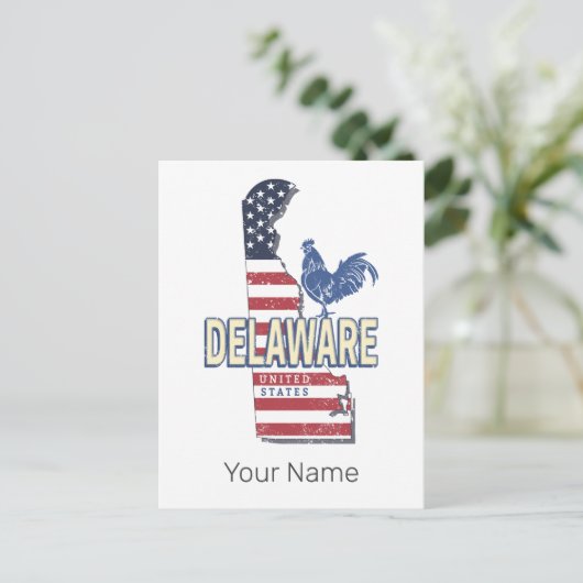 Delaware Verenigde Staten Retro State Kaart  Veren (Staand voorkant)