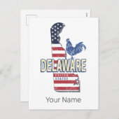 Delaware Verenigde Staten Retro State Kaart  Veren (Voorkant / Achterkant)