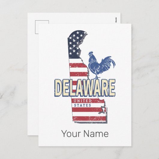 Delaware Verenigde Staten Retro State Kaart  Veren (Voorkant / Achterkant)