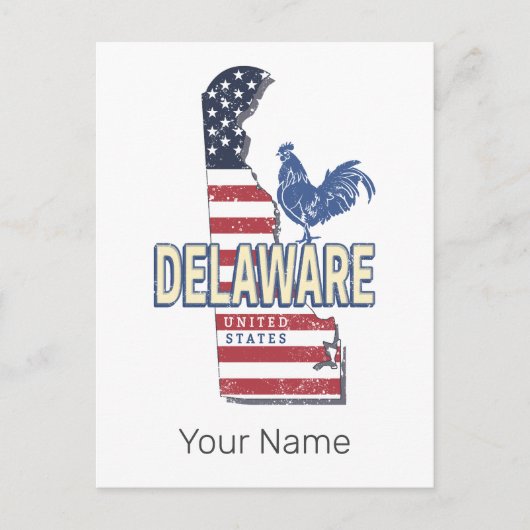 Delaware Verenigde Staten Retro State Kaart  Veren (Voorkant)