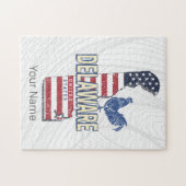 Delaware Verenigde Staten Retro State Kaart Veren Legpuzzel (Horizontaal)