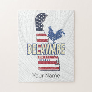 Delaware Verenigde Staten Retro State Kaart  Veren Legpuzzel