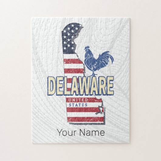 Delaware Verenigde Staten Retro State Kaart Veren Legpuzzel (Verticaal)