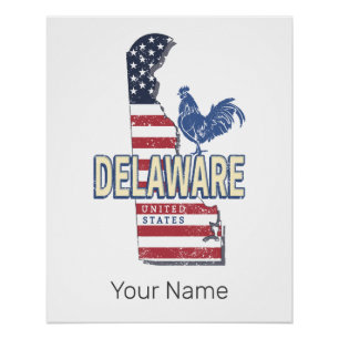 Delaware Verenigde Staten Retro State Kaart  Veren Perfect Poster