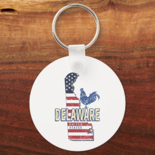 Delaware Verenigde Staten Retro State Kaart Veren Sleutelhanger