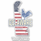 Delaware Verenigde Staten Retro State Kaart  Veren Sticker (Voorkant)