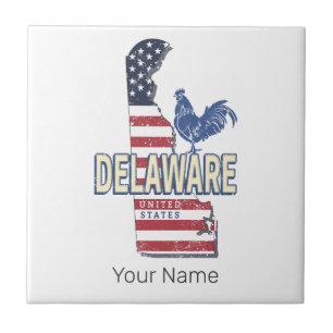 Delaware Verenigde Staten Retro State Kaart  Veren Tegeltje