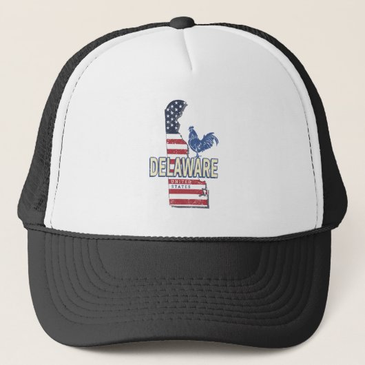Delaware Verenigde Staten Retro State Kaart  Veren Trucker Pet (Voorkant)