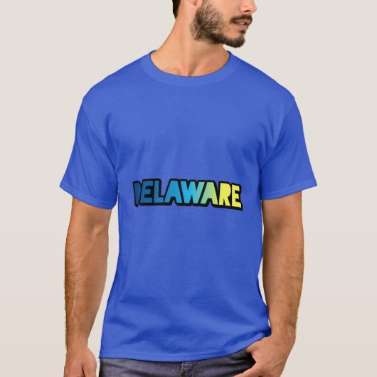 Delaware verloop van blauw naar geel t-shirt (Voorkant)