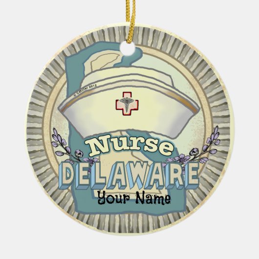 Delaware Verpleegster Keramisch Ornament (Voorkant)