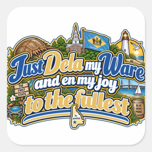 Delaware vierkante sticker (Voorkant)