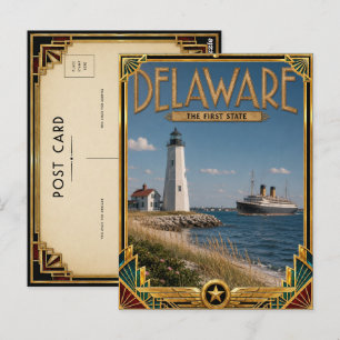 Delaware Vintage Art Deco Gouden Tijdperk Briefkaart