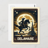 Delaware | Vintage van patriottische spirit Briefkaart (Voorkant / Achterkant)