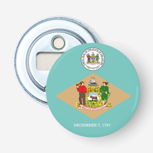 Delaware vlag button flesopener (Voorkant)