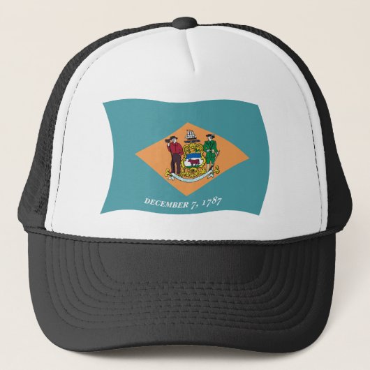Delaware Vlag Hoed Trucker Pet (Voorkant)