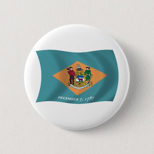 Delaware Vlag Knop Ronde Button 5,7 Cm (Voorkant)