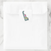 Delaware Vlag met State Flower Peach Blossom Vierkante Sticker (Tas)