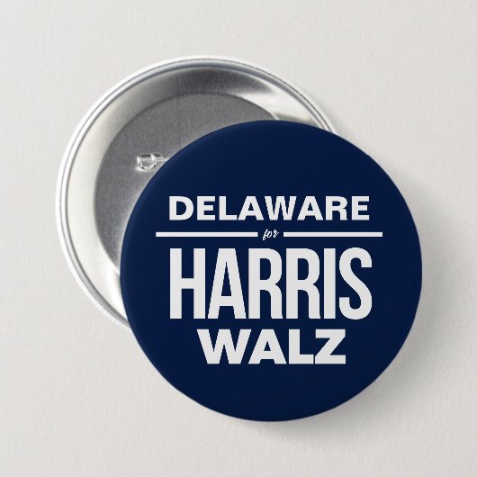 Delaware voor Harris Walz Ronde Button 7,6 Cm (Voorkant /achterkant)
